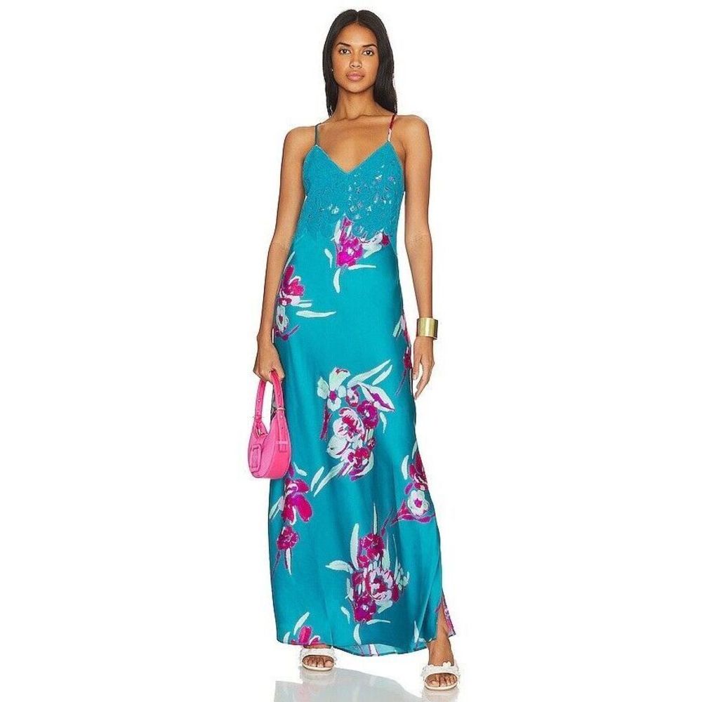 New Free People Forever Yours Maxi in River Combo Sz Small
